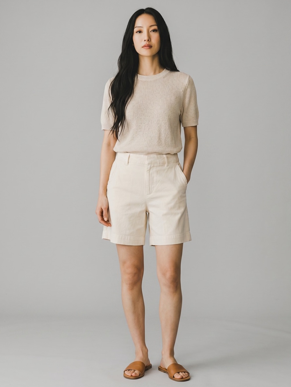American Eagle Stretch Trouser Shorts Cream High Rise Tailored Summer Shorts NWT